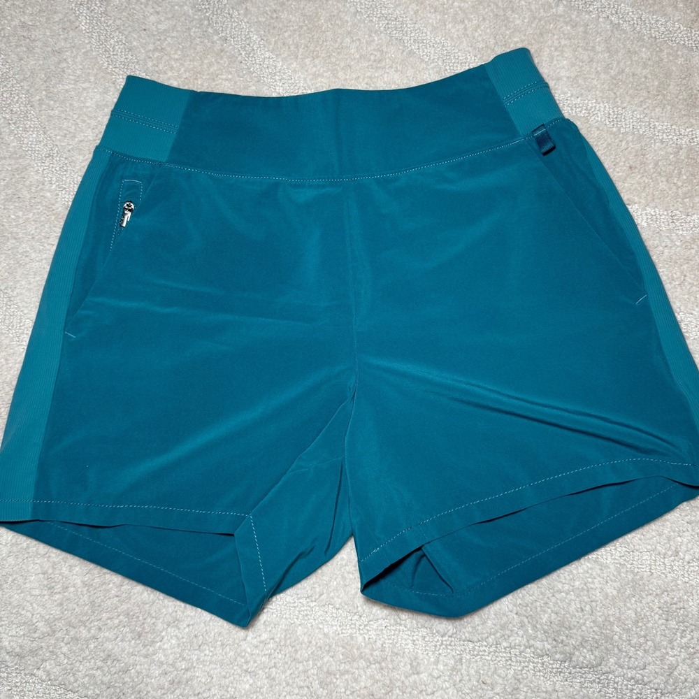 Athleta Brooklyn Shorts 4 Teal‎ Blue Green Athletic Hiking Travel Pockets Womens